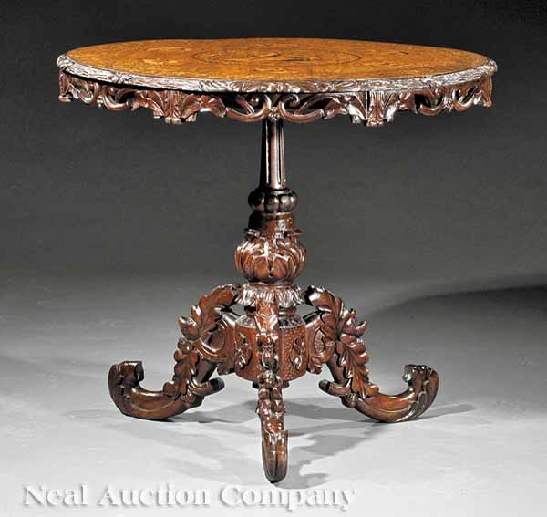 A German Carved and Inlaid Walnut 13b355