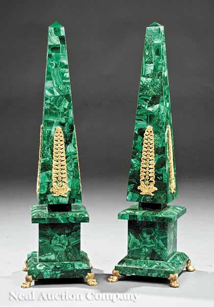 A Pair of Gilt Bronze Mounted Malachite 13b38d