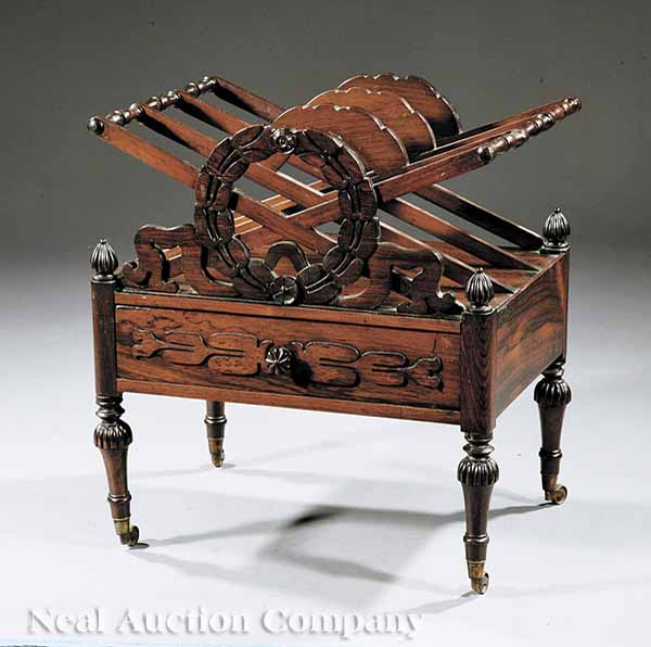 A William IV Carved Rosewood Canterbury