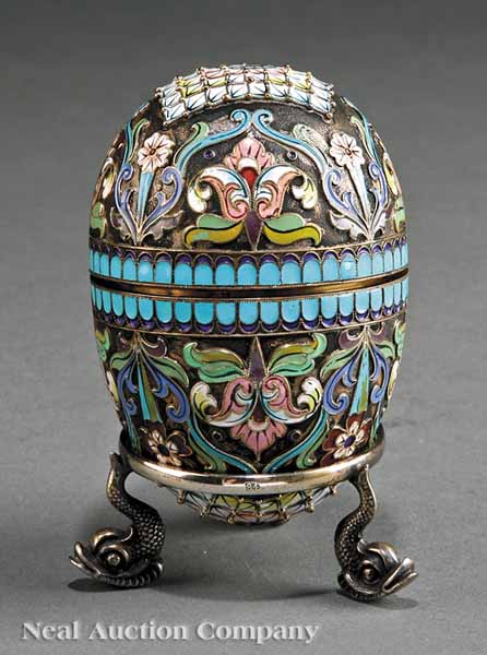 A Silver Gilt Cloisonné Enamel Egg