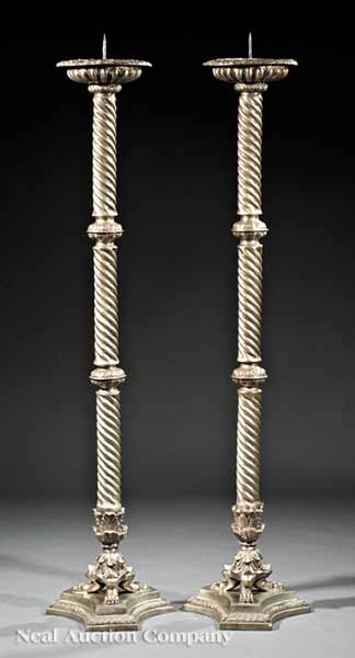 A Pair of Regency-Style Silvered Bronze