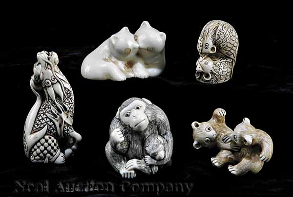 A Group of Five Japanese Ivory Netsuke