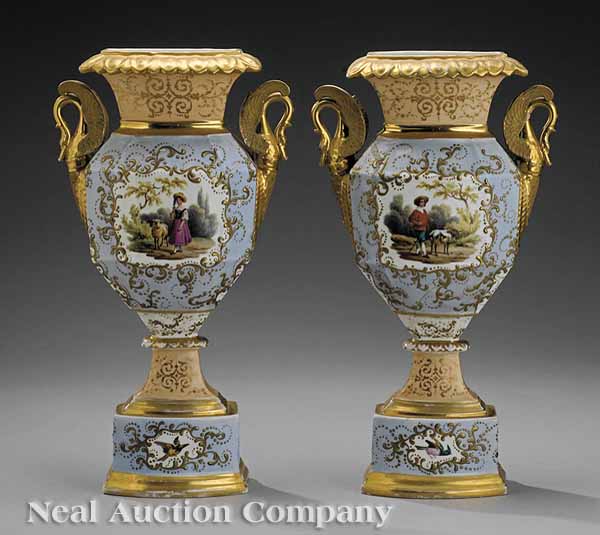 A Pair of Paris Porcelain Gilt-Decorated