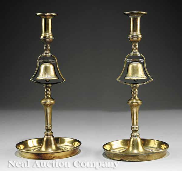 A Pair of French Brass Tavern Candlesticks 13b454