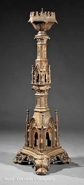 A Large Antique Gothic-Style Bronze