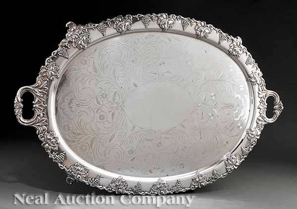 An Antique Silverplate Oval Serving 13b4d7