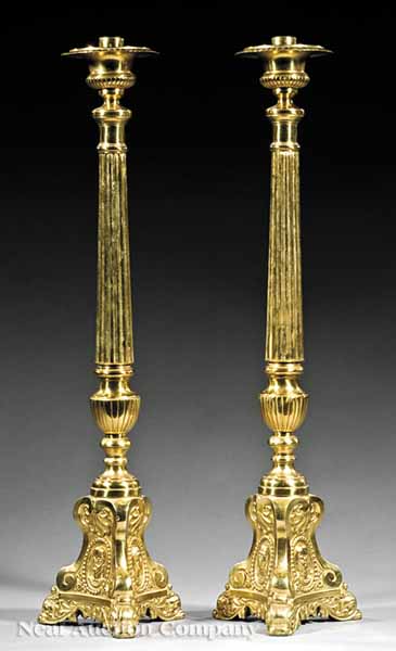 A Pair of Gilt Brass Ecclesiastical 13b541
