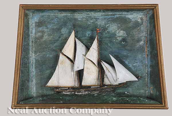 An Antique American Ship Model Diorama