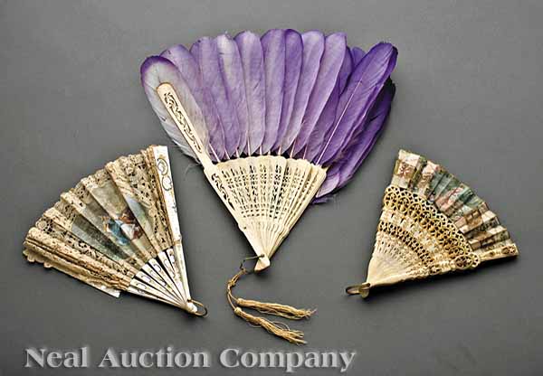 A Group of Three Fans late 19th 13b562