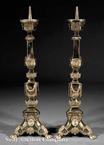 A Pair of English Gilt Metal Ecclesiastical 13b55d