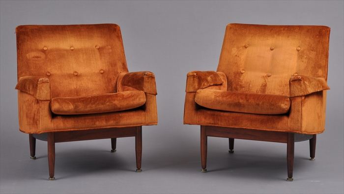 PAIR OF MID-CENTURY MODERN VELVET-UPHOLSTERED