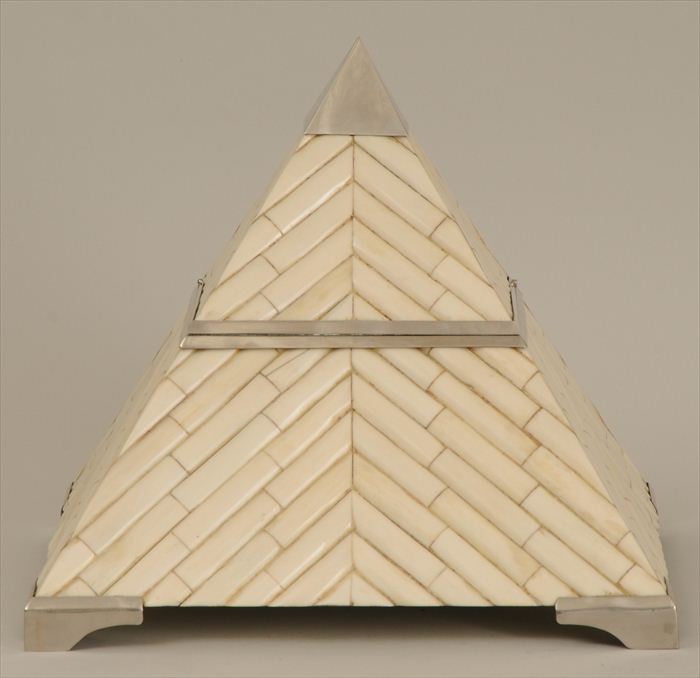 20TH C. CHROME-MOUNTED FAUX IVORY PYRAMID-FORM