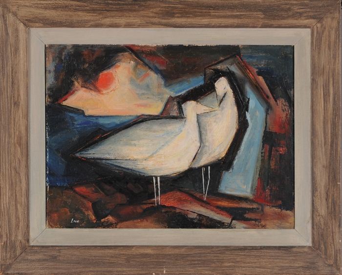 MID-20TH C. SCHOOL: SEAGULLS AND LANDSCAPE