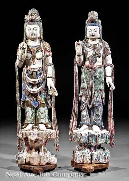 Two Chinese Polychrome Painted 13e61c