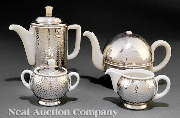 A German Art Deco Porcelain and Hammered