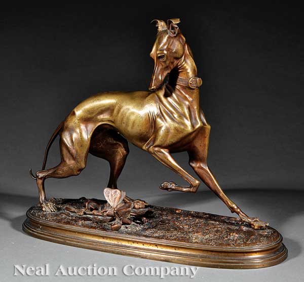 A French Bronze of a "Whippet Looking