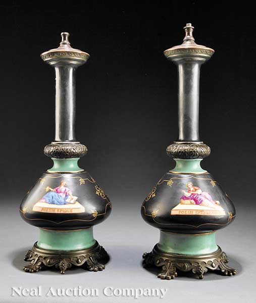 A Pair of French Neo-Grec Porcelain