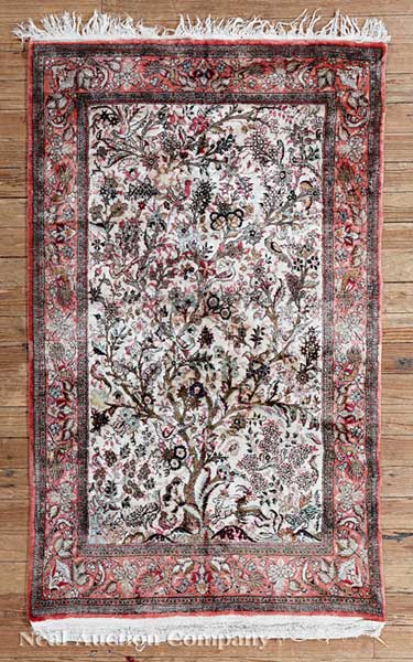 A Qum Silk Carpet cream and crimson 13e740