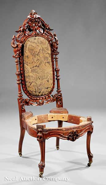 An American Rococo Carved Rosewood Slipper