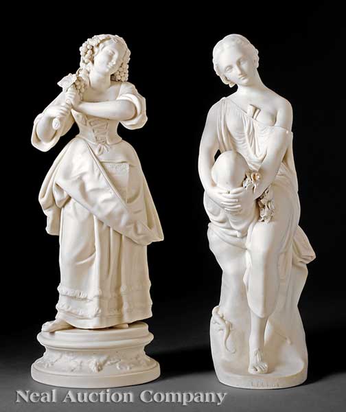 Two Antique Parian Figures 19th