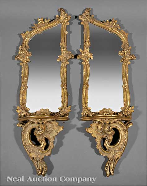 A Pair of Rococo-Style Carved and