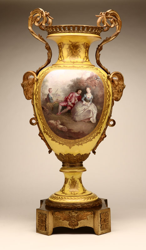 A large Sevres style gilt-bronze-mounted