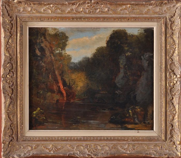 EUROPEAN SCHOOL FOREST SCENE Oil 13e9fc