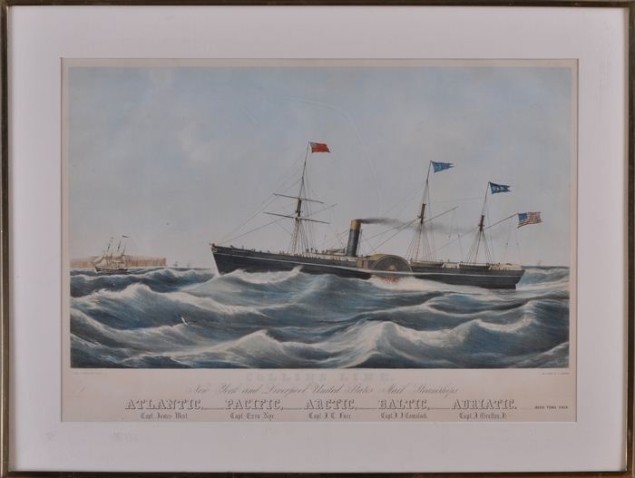 19TH C. SCHOOL: COLLINS LINE MAIL STEAMSHIPS