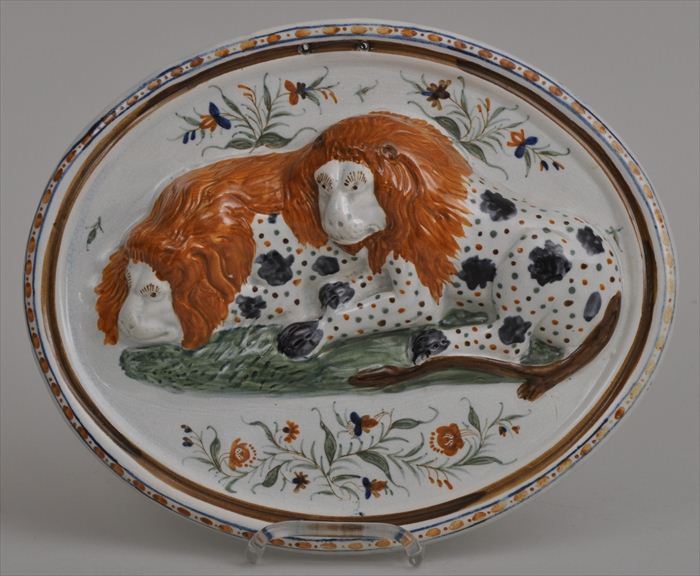 ENGLISH PEARLWARE OVAL RELIEF PLAQUE