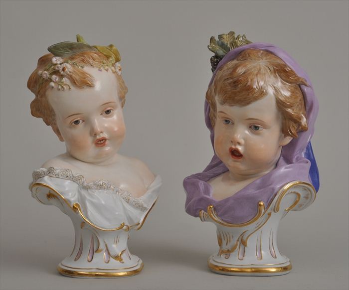 PAIR OF MEISSEN PORCELAIN BUSTS