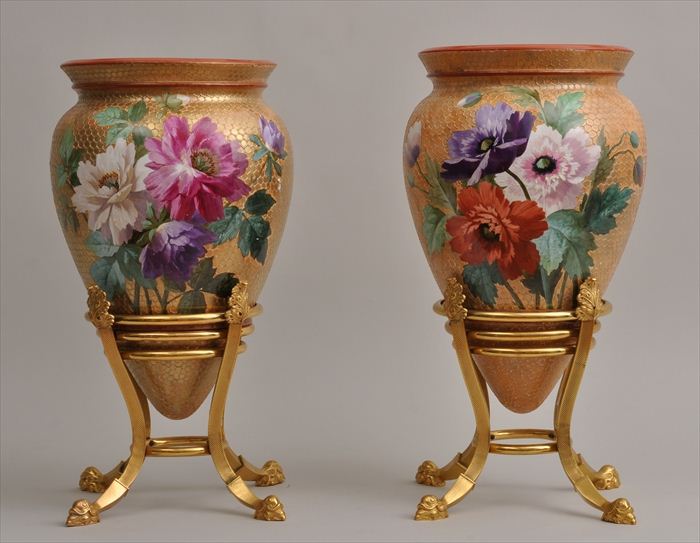 PAIR OF FRENCH POTTERY VASES ON