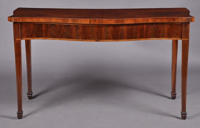 GEORGE III INLAID MAHOGANY SERPENTINE FRONTED 13ec4a