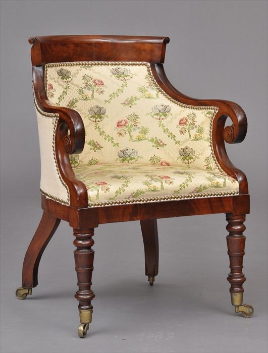 REGENCY CARVED MAHOGANY DESK CHAIR