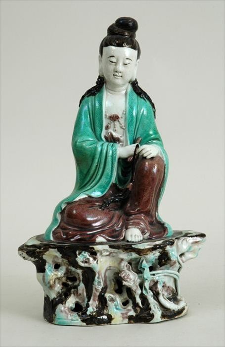 CHINESE BISCUIT-GLAZED FIGURE OF