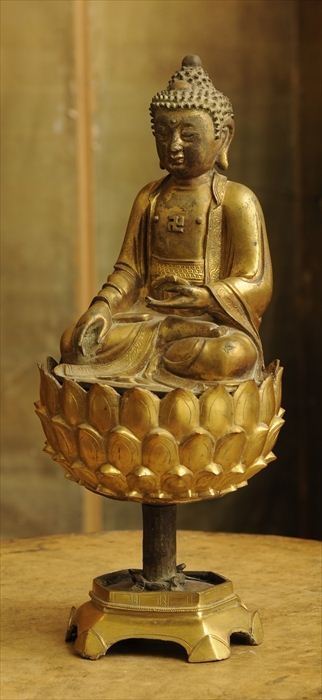 SOUTHEAST ASIAN GILT-BRONZE COVERED