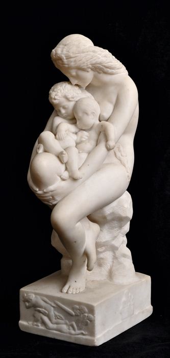 DEBAY: SEATED MOTHER EMBRACING