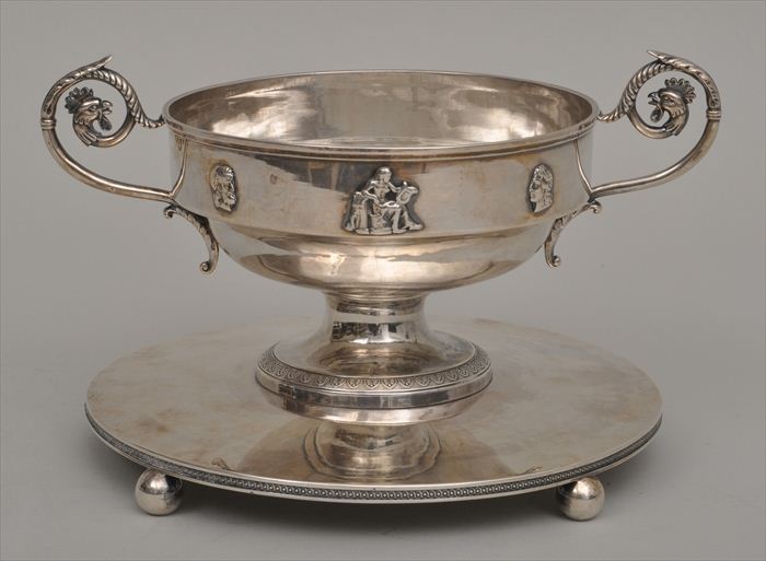 FRENCH SILVER SAUCE TUREEN ON ATTACHED