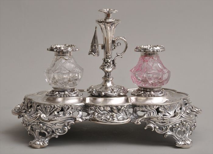 ENGLISH SILVER PLATED INKSTAND 13ed27