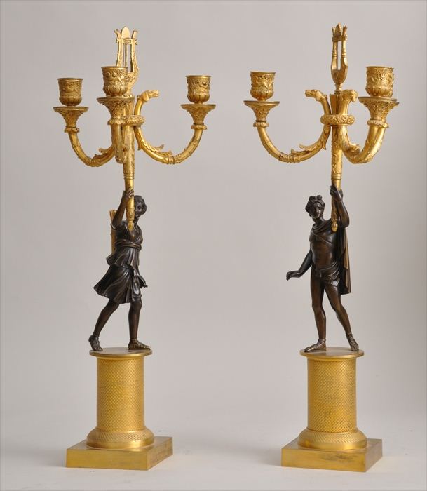 PAIR OF EMPIRE-STYLE PATINATED