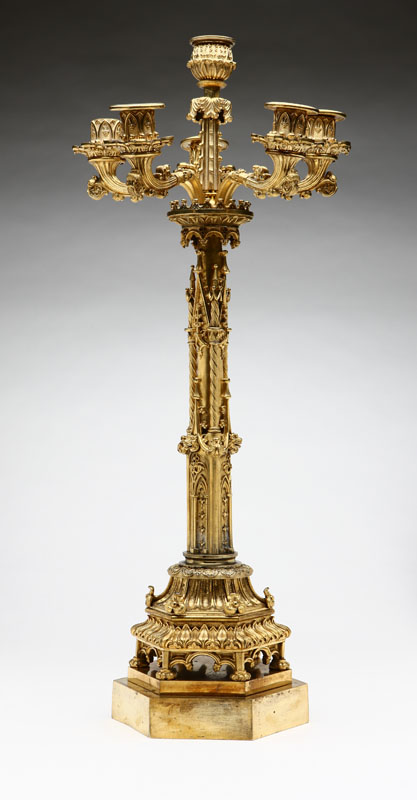 A Continental Gothic Revival gilt bronze 13ed94