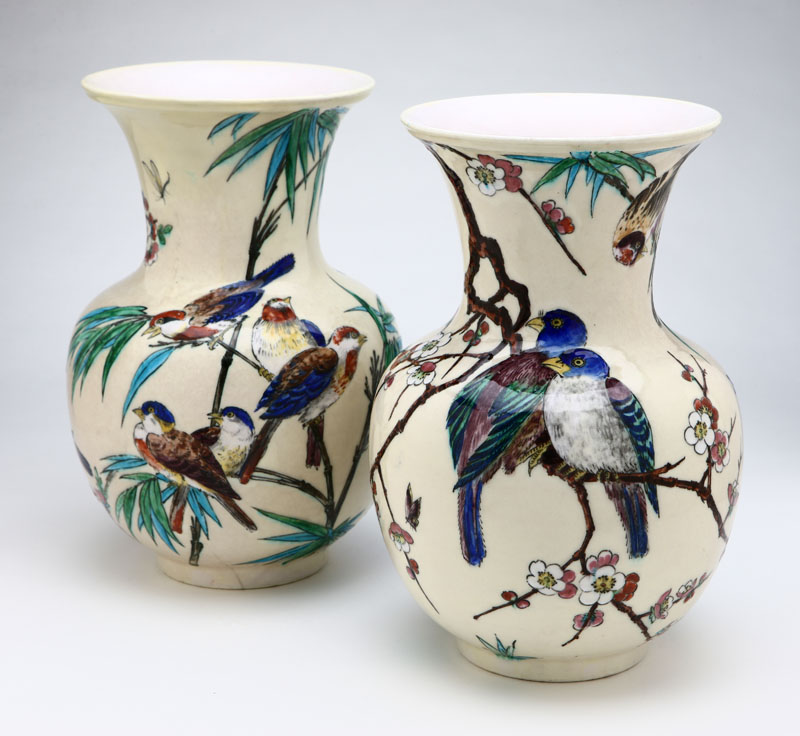 A pair of French faience art pottery