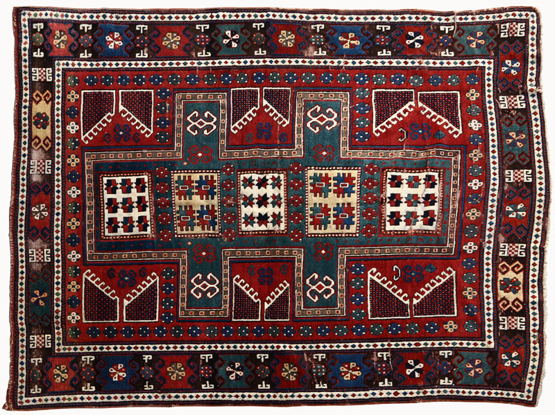 An antique Karachoph Kazak carpet