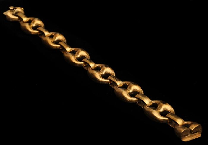 GOLD LINK BRACELET Stamped; 7 1/2