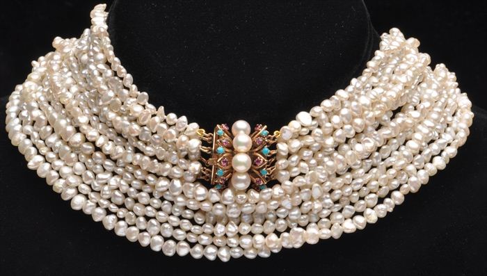 SEVEN STRAND SEED PEARL NECKLACE 13f12f