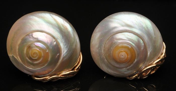 PAIR OF MOTHER-OF-PEARL SHELL EARRINGS