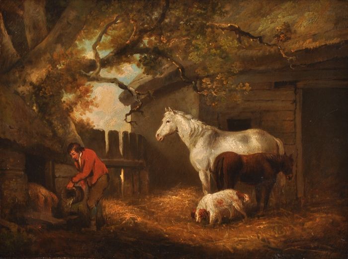 AFTER GEORGE MORLAND BARNYARD 13f13b