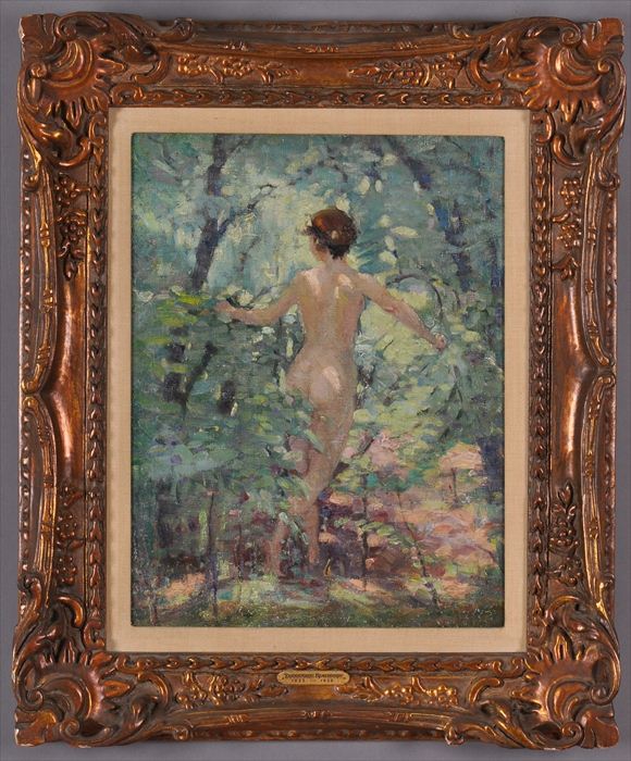 AMERICAN SCHOOL NUDE IN FOLIAGE 13f143