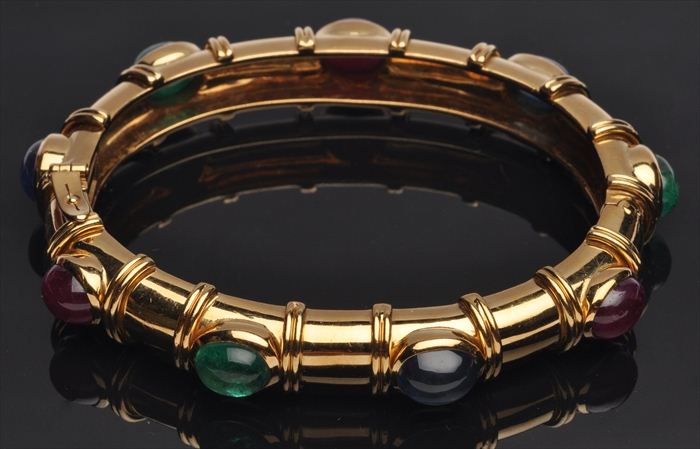 SAPPHIRE RUBY AND EMERALD BANGLE 13f18a