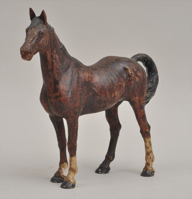 PAINTED CAST IRON FIGURE OF A HORSE