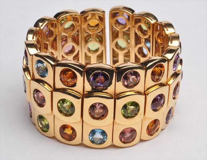 GOLD AND SEMI-PRECIOUS CUFF BRACELET